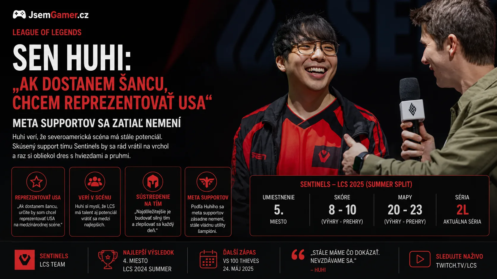 LEAGUE OF LEGENDS – SEN Huhi: „Ak dostanem šancu, chcem reprezentovať USA“ | Meta supportov sa zatiaľ nemení