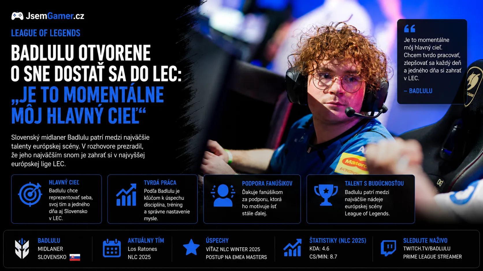 League of Legends hviezda Badlulu otvorene o sne dostať sa do LEC: „Je to momentálne môj hlavný cieľ“