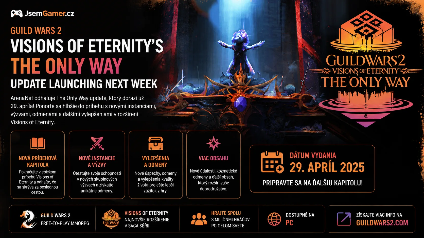 Guild Wars 2 dostáva veľký update Visions of Eternity! Nová mapa, príbeh aj legendárne predmety prídu už budúci týždeň