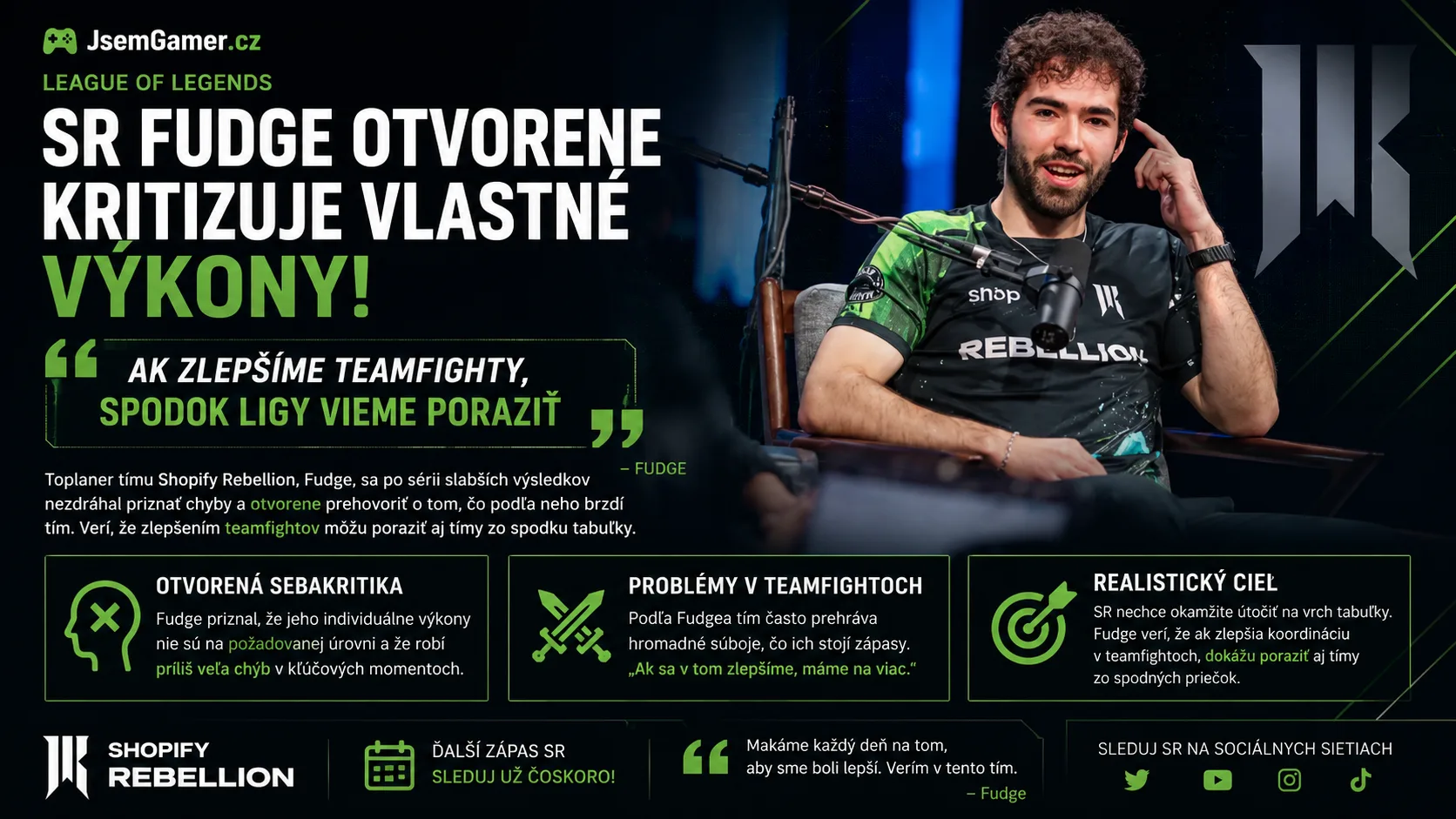 League of Legends: SR Fudge otvorene kritizuje vlastné výkony! „Ak zlepšíme teamfighty, spodok ligy vieme poraziť“