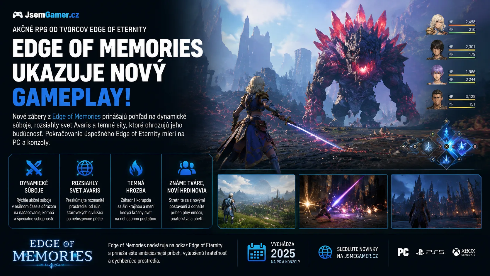 Edge of Memories ukazuje nový gameplay! Akčné RPG od tvorcov Edge of Eternity odhaľuje súboje aj temný svet Avaris