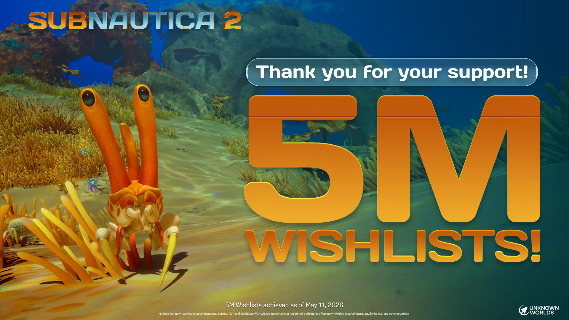 Subnautica 2 hlásí 5 milionů wishlistů. Předběžné stažení startuje ještě před vydáním