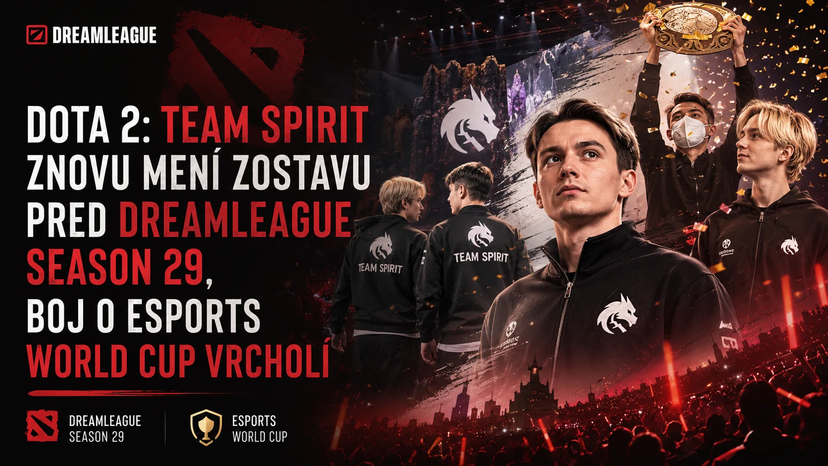 Dota 2: Team Spirit znovu mení zostavu pred DreamLeague Season 29, boj o Esports World Cup vrcholí