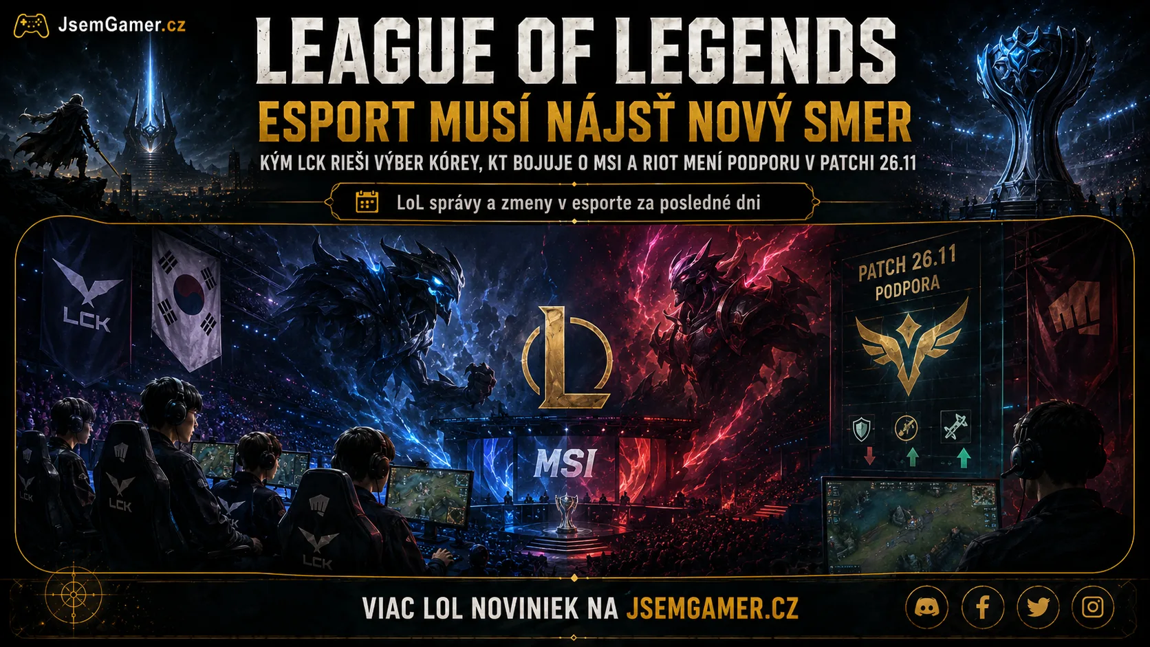 League of Legends: Esport musí nájsť nový smer, kým LCK rieši výber Kórey, KT bojuje o MSI a Riot mení podporu v patchi 26.11
