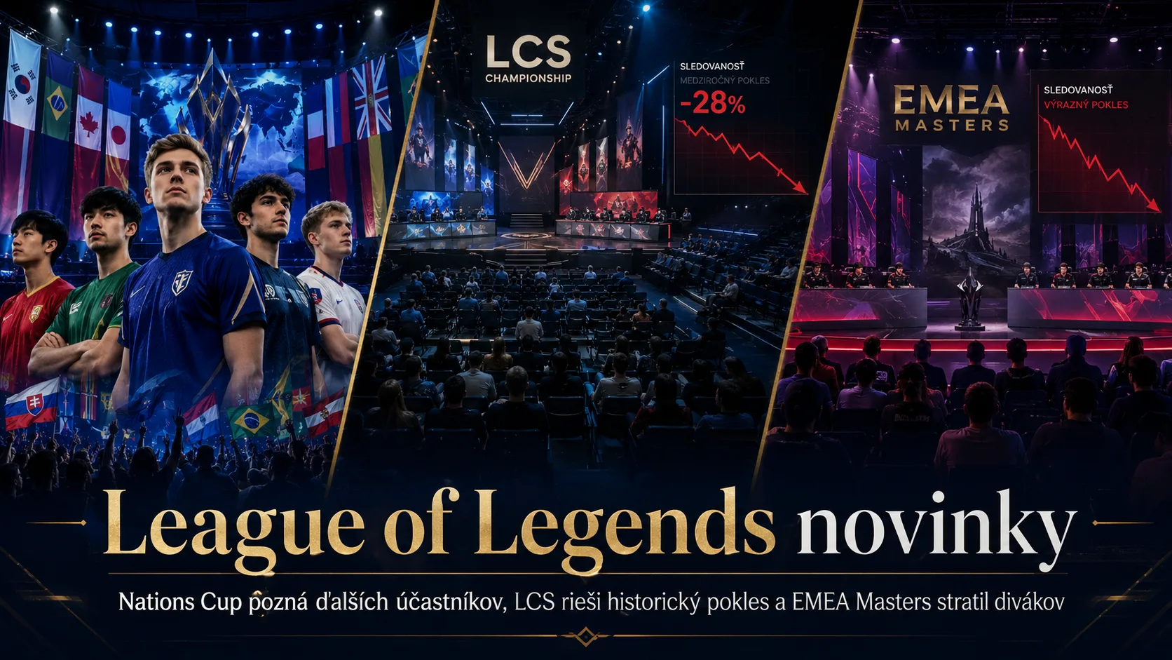 League of Legends novinky: Nations Cup pozná ďalších účastníkov, LCS rieši historický pokles a EMEA Masters stratil divákov