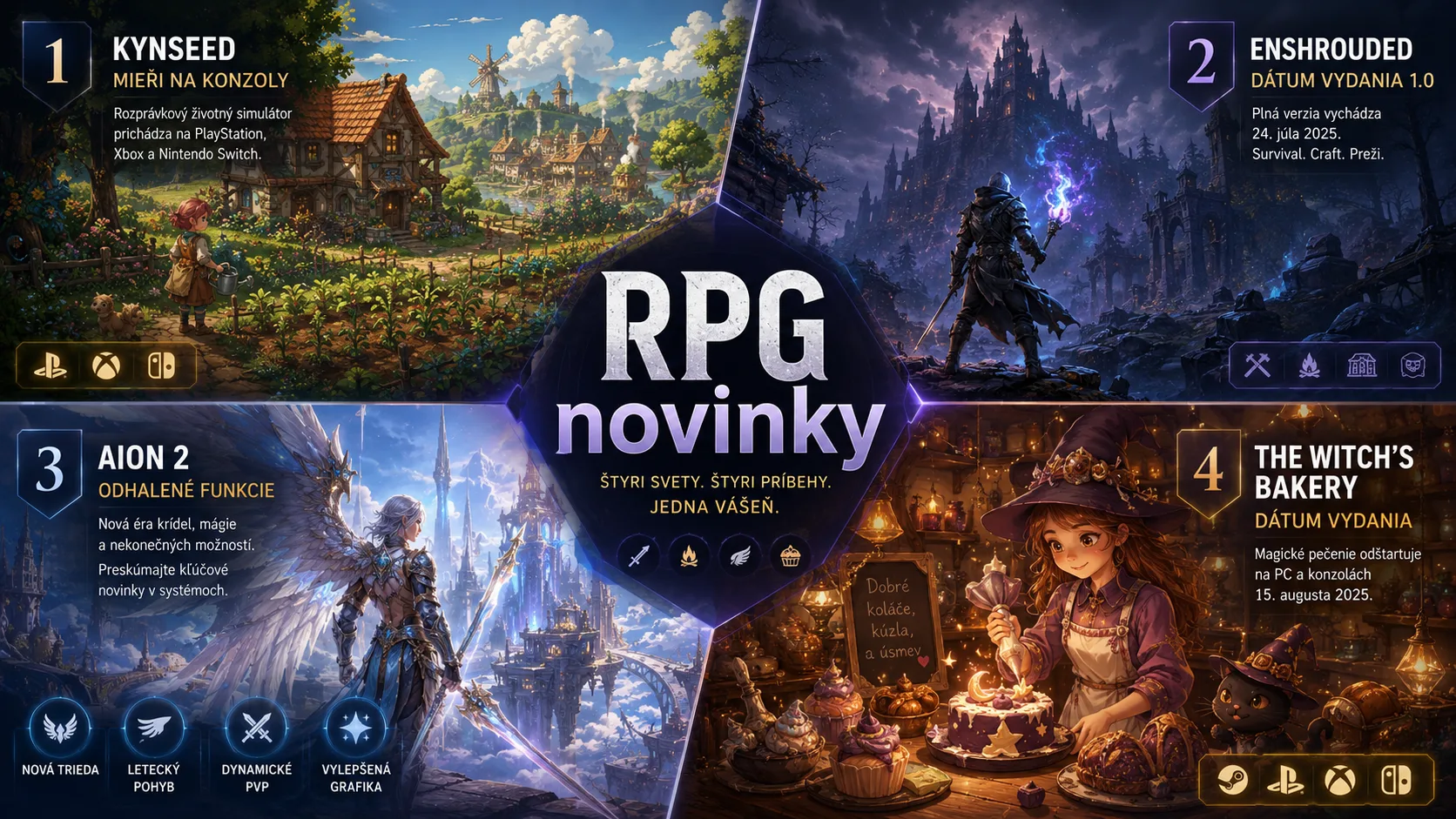 RPG novinky: Kynseed mieri na konzoly, Enshrouded dostalo dátum 1.0, Aion 2 ukázal funkcie a The Witch’s Bakery pozná vydanie