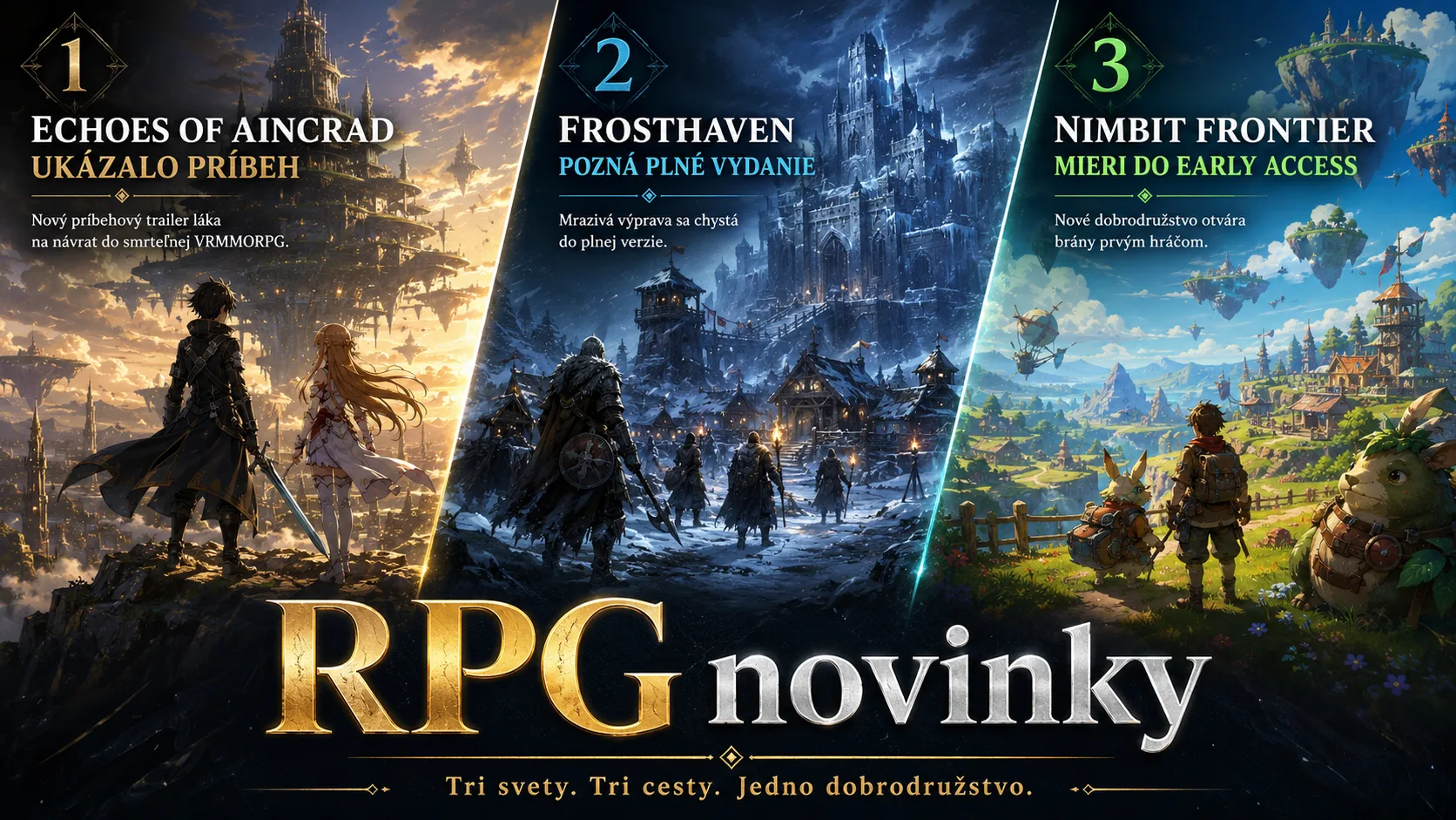 RPG novinky: Echoes of Aincrad ukázalo príbeh, Frosthaven pozná plné vydanie a Nimbit Frontier mieri do Early Access