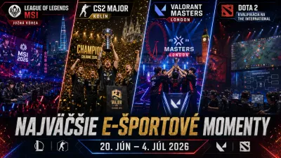 Najnovšie e-športové udalosti 20. 6. – 4. 7. 2026: Falcons ovládli Major, Leviatán dobyl Londýn a G2 otočili sériu proti Top Esports
