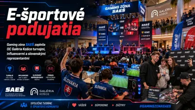 E-športové podujatia: Gaming zóna SAEŠ zaplnila OC Galéria Košice turnajmi, influencermi a slovenskými reprezentantmi