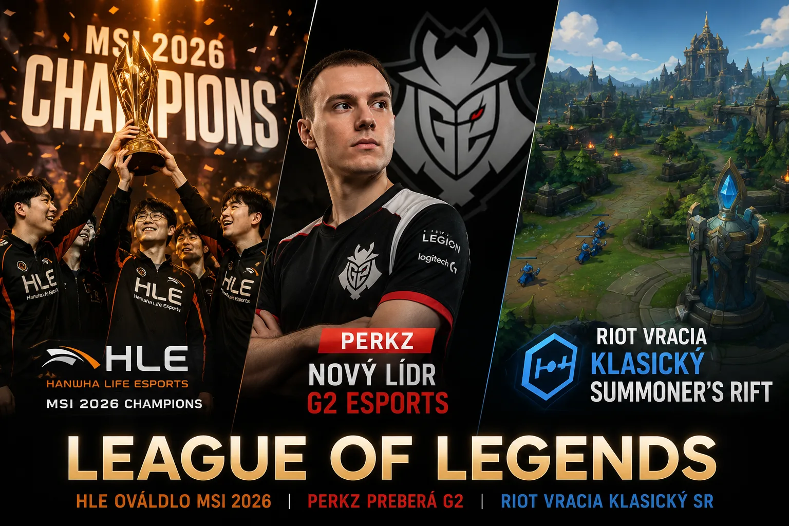 League of Legends novinky: HLE ovládlo MSI 2026, Perkz preberá G2 a Riot vracia klasický Summoner’s Rift