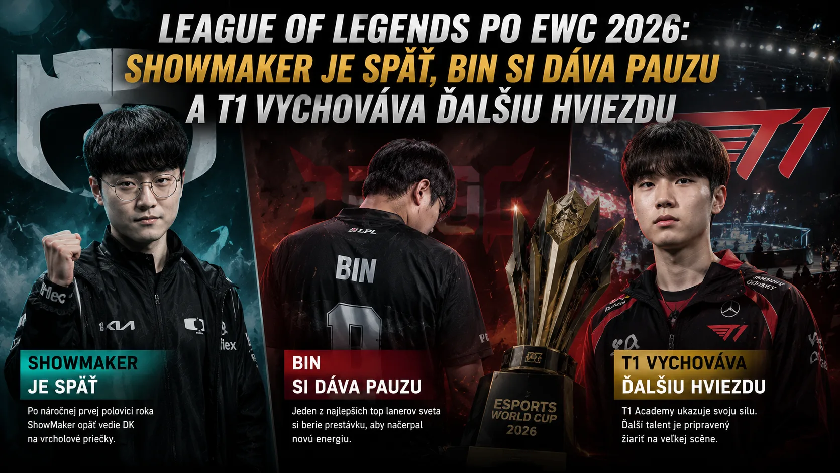 League of Legends po EWC 2026: ShowMaker je späť, Bin si dáva pauzu a T1 vychováva ďalšiu hviezdu