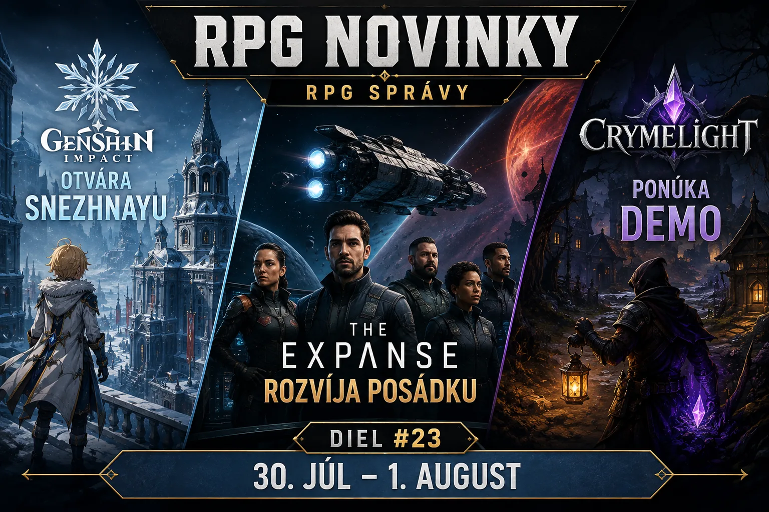 RPG novinky: Genshin Impact otvára Snezhnayu, The Expanse rozvíja posádku a Crymelight ponúka demo