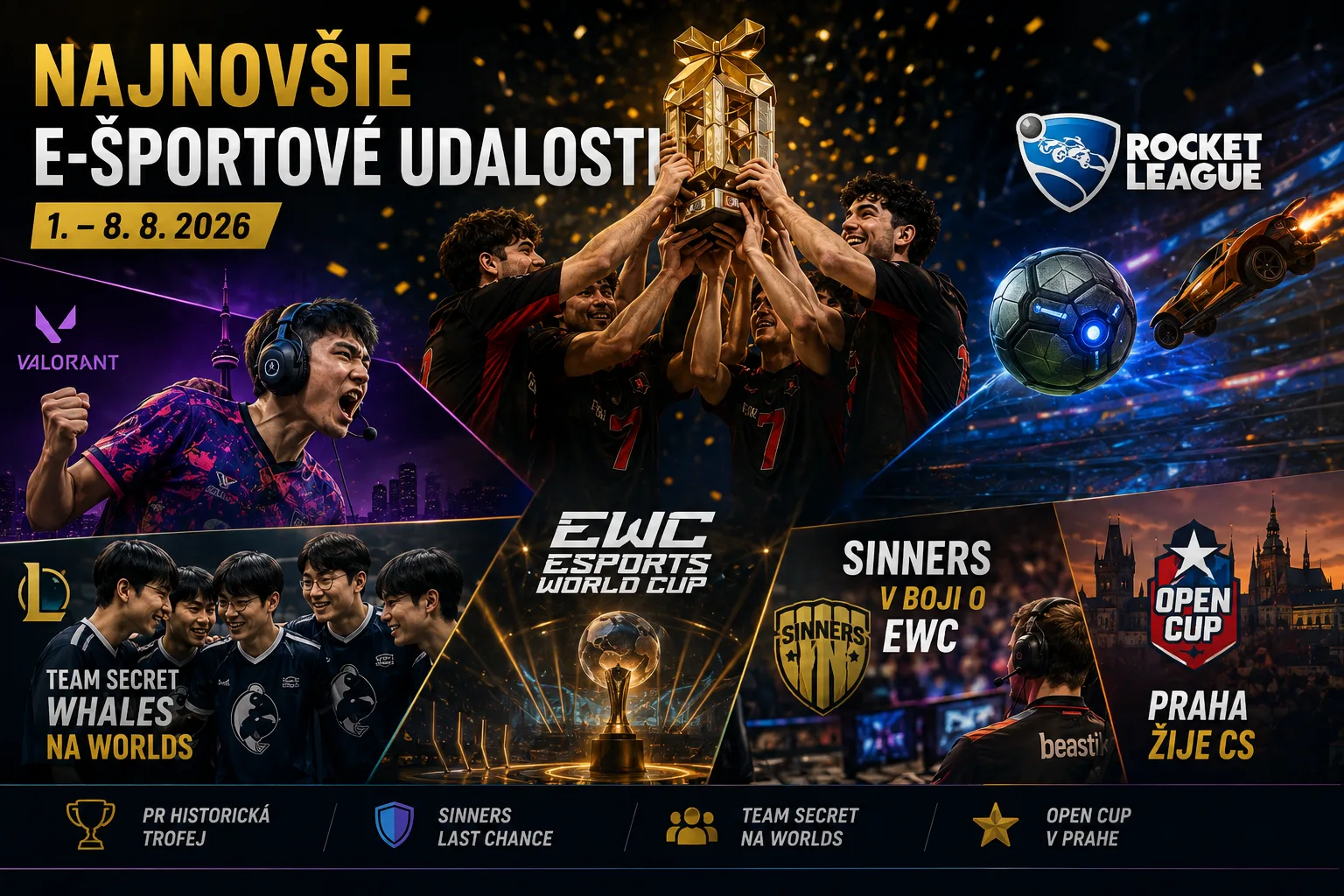 Najnovšie e-športové udalosti 1. – 8. 8.: PR získal historickú trofej, SINNERS bojujú o EWC a Praha žije Open Cupom