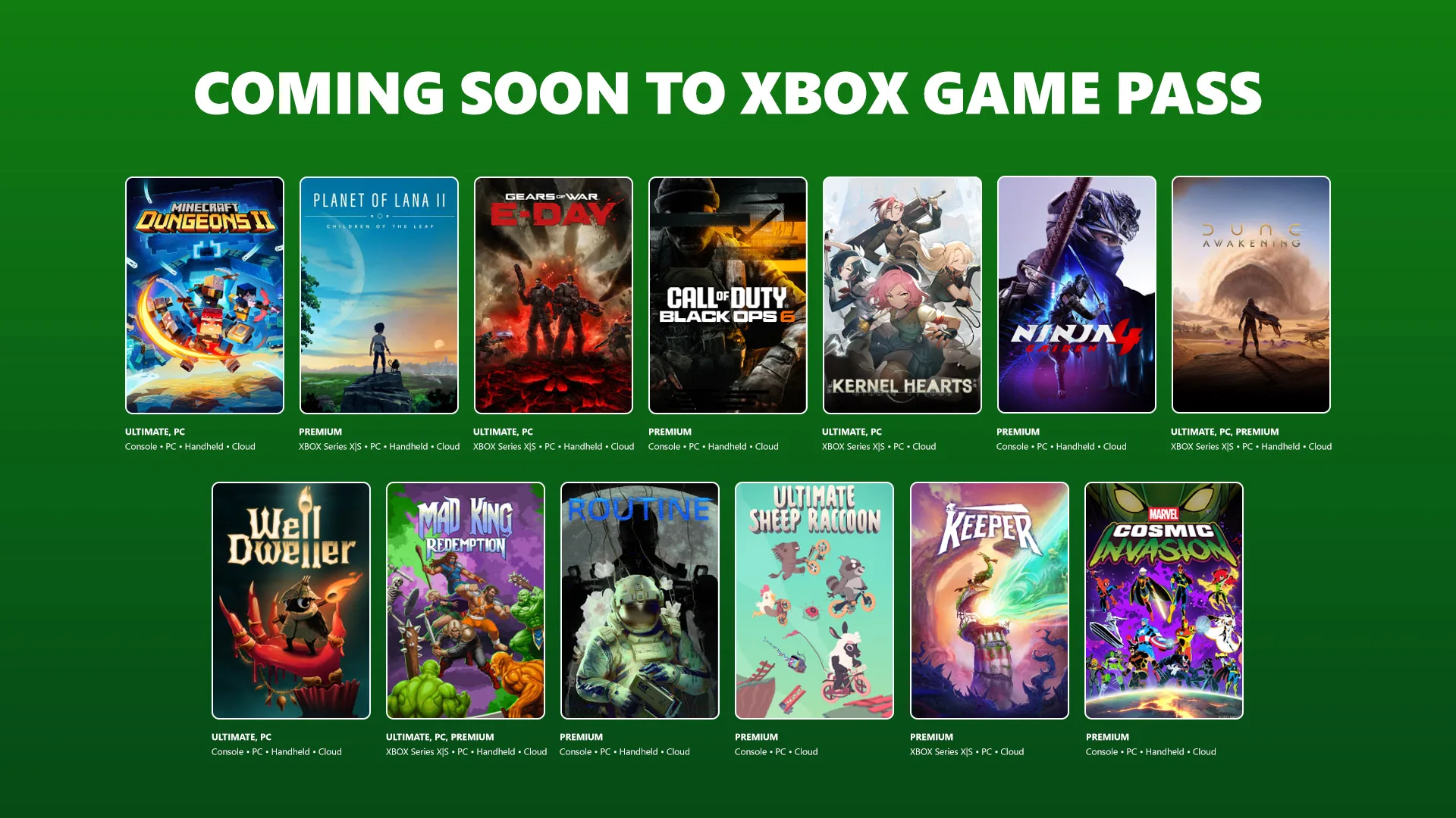 Xbox Game Pass rozšiřuje nabídku. Dorazí Gears of War: E-Day, Dune: Awakening nebo Minecraft Dungeons II
